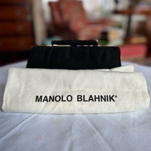 Authentic Manolo Blahnik black suede clutch. Beautiful classic evening bag.